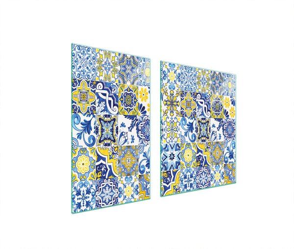 Piastre copri fornelli 2 pezzi 100x52 Copri piano cottura in Vetroceramica tagliere in vetro mosaico colorato