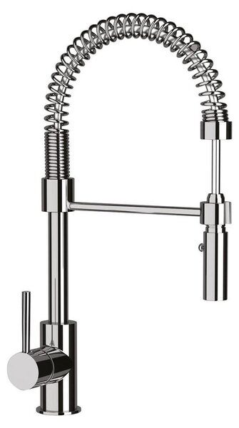 Schock Miscelatore Cucina SC550 Day Bocca A Molla Con Asta Orientabile Base Cristadur Green Line Grigio