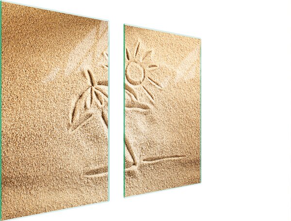 Piastre copriforno 2 pezzi 75x52 Coperchio per piano cottura in Vetroceramica tagliere in vetro beige spiaggia