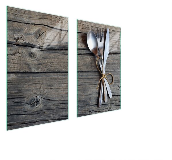 Piastre copri fornelli 2 pezzi 75x52 Copri piano cottura in Vetroceramica tagliere in vetro posate in legno