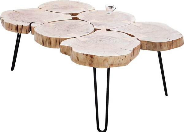 Riess-ambiente Tavolino di design GOA 110 cm tronco di acacia dischi 4 cm piano del tavolo tavolino in legno massello