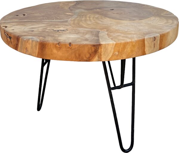 Tavolino rotondo - Tavolino da caffè Tavolino da divano - Moderno in legno e metallo