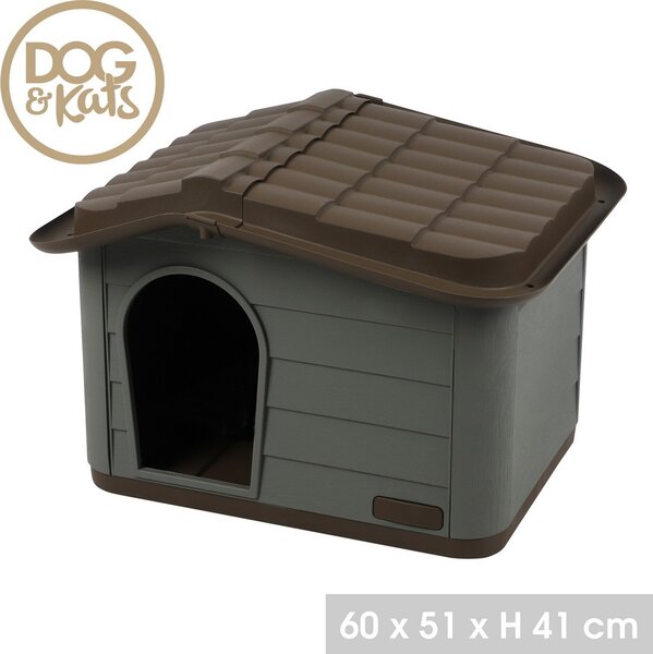 DOCHTMANN Cuccia per cani in plastica grigio-marrone 60x51x41 cm