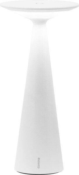 Zafferano Damina - Lampada Led Ricaricabile da Tavolo, Touch Dimmer, 8h di Autonomia, IP65 - Senza Fili, Finitura in Alluminio Bianca