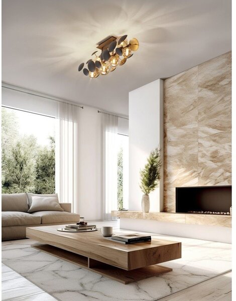 Lampada da soffitto con paralume in vetro grigio-oro 76x22 cm Bubble - Trio Select