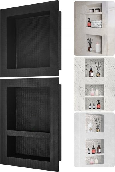 Nicchia a muro 10x40,64x101,6cm - Nicchia per doccia piastrellabile - Installazione impermeabile della nicchia - Materiale della parete posteriore a tre strati (XPS, legno, cemento) - Adatto per bagni, camere da letto e studi