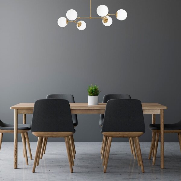 Lampadario bianco/color ottone con paralume in vetro Damar – Opviq lights
