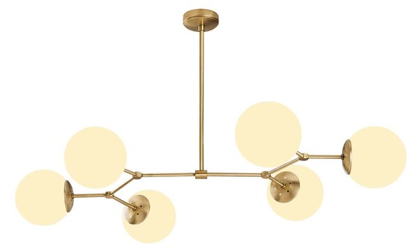 Lampadario bianco/color ottone con paralume in vetro Damar – Opviq lights
