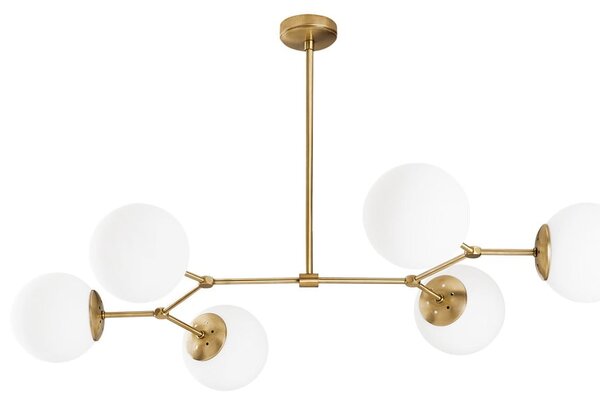 Lampadario bianco/color ottone con paralume in vetro Damar – Opviq lights