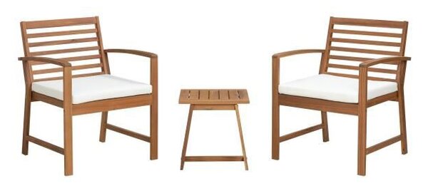 Set di mobili da giardinoin legno di acacia con cuscini – 2 persone – Cali – Ecru