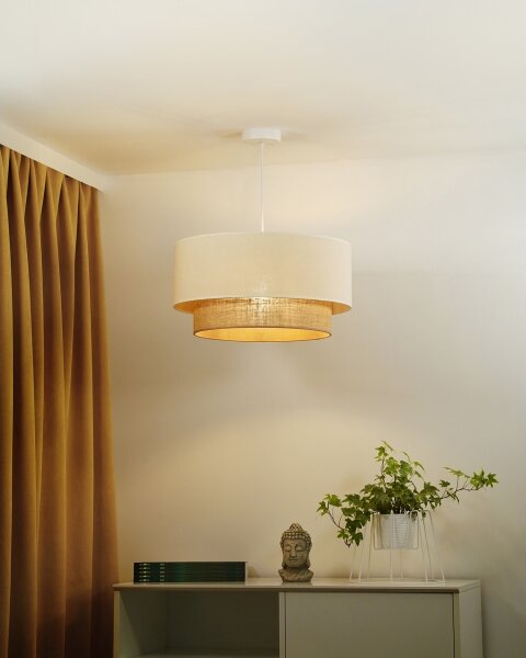 Duolla - Lampadario a sospensione con filo BOHO 1xE27/40W/230V diametro 45 cm color crema/marrone