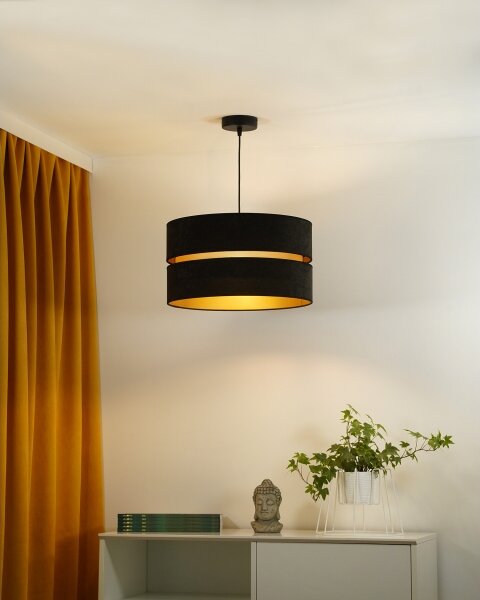 Duolla - Lampadario a sospensione con filo DUO 1xE27/15W/230V diametro 40 cm nero/oro