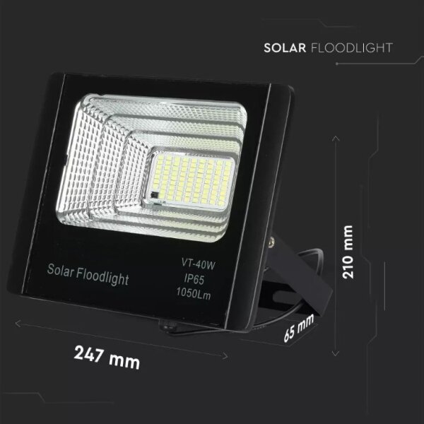 Faretto solare dimmerabile LED 16W 3,2V 4000K IP65 con telecomando