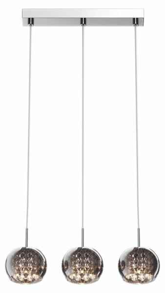 Plafoniera a sospensione 3x sfera in vetro cromato argento trasparente Zuma Line Crystal P0076-03N-B5FZ