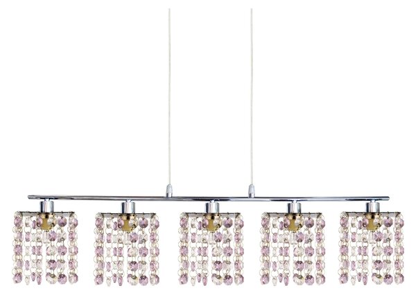 Lampada a sospensione sopra il tavolo da pranzo CLASSIC - 5xG9, 40W, cromata / viola