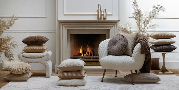 Sgabello crema in tessuto bouclé Nafya - Light & Living