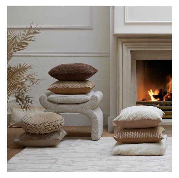 Sgabello crema in tessuto bouclé Nafya - Light & Living