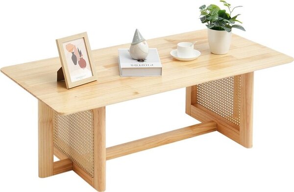 Tavolino in rattan rettangolare da 120 cm - tavolo da salotto e da giardino a 1 livello - elegante tavolo da pranzo rotondo per la vostra casa