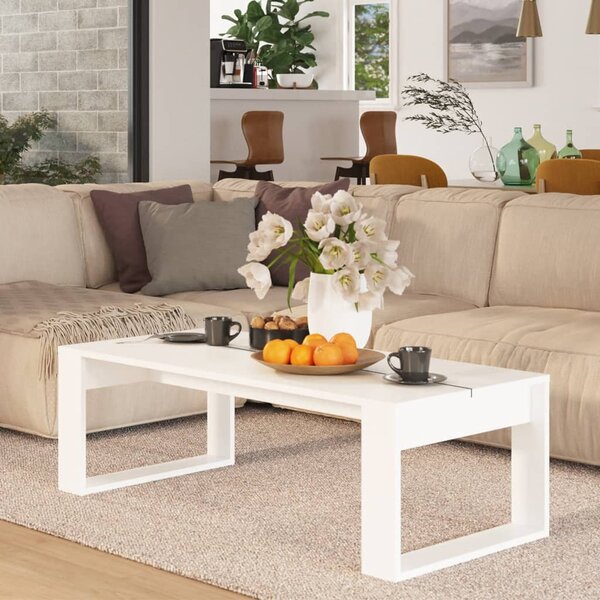 Tavolino da Salotto Bianco 110x50x35 cm in Legno Multistrato