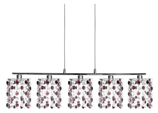 Lampada a sospensione sopra il tavolo da pranzo CLASSIC - 5xG9, 40W, cromata / bordeaux