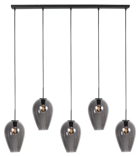 Mexlite - lampada a sospensione - HaloSwap - nero - vetro - grande lampada da tavolo da pranzo - E27 - 4284ZW