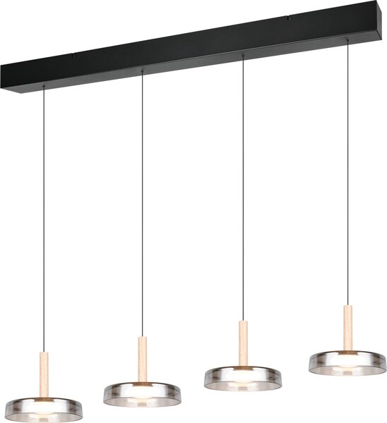 Lampadario a LED CELESTE nero-cromato 7,5 W, bianco caldo, 2250 lm, vetro, dimensioni: 200 x 115 x 22 cm, IP20, Trio