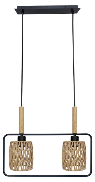 Lampada scandinava a sospensione sopra il tavolo da pranzo CROWN - 2xE27, 40W, nero/beige