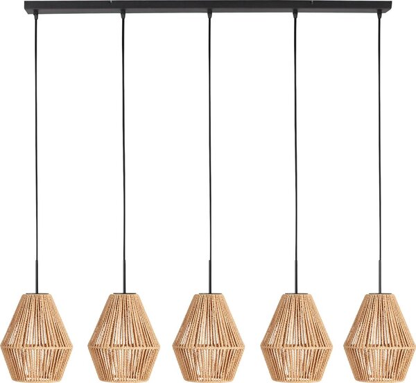 Mexlite - lampada a sospensione - HaloSwap - nero naturale - cotone - grande lampada da tavolo - E27 - 4531ZW