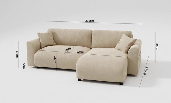 Divano angolare beige allungabile (con composizione variabile) Lorine – Ropez