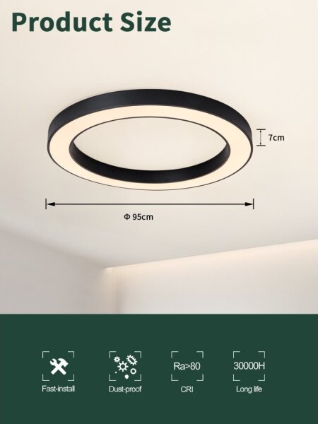 Immax NEO 07210L-Luce LED dimmerabile PASTEL LED/68W/230V 95cm nero Tuya+RC