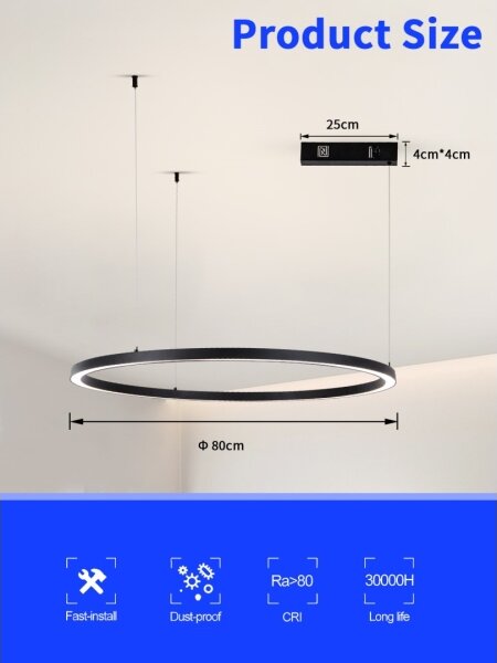 Immax NEO 07215L-Lampadario a sospensione con filo LED dimmerabile FINO 60W/230V 80cm nero Tuya+RC