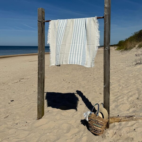 Telo mare in lino blu 85x140 cm Allure Stripe - Linen Tales