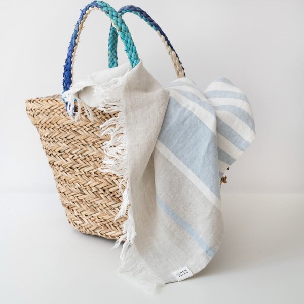Telo mare in lino blu 85x140 cm Allure Stripe - Linen Tales