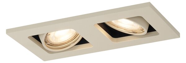 Faretto da incasso moderno beige GU10 50 mm girevole e orientabile 2 luci - Qure