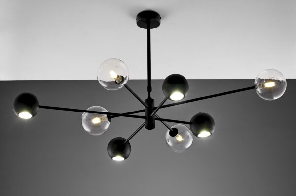 Jupiter 1996 - Lampadario a sospensione con supporto rigido MOKA 4xGU10/10W/230V + 4xG9/10W/230V nero/limpido