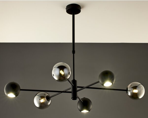 Jupiter 1974 - Lampadario a sospensione con supporto rigido MOKA 3xGU10/10W/230V + 3xG9/10W/230V nero/cromo