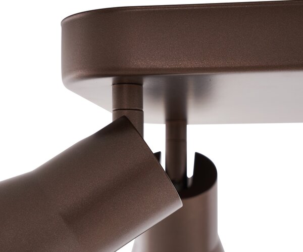 Faretto da soffitto quadrato 4 luci GU10 50 mm bronzo scuro - Stanley