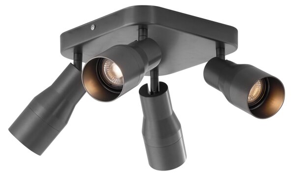 Faretto da soffitto quadrato GU10 50 mm 4 luci colore canna di fucile - Stanley