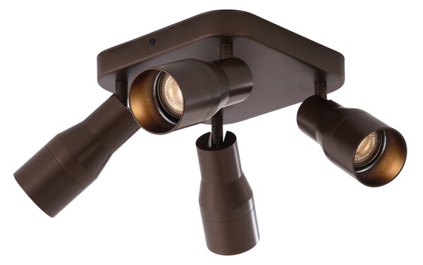 Faretto da soffitto quadrato 4 luci GU10 50 mm bronzo scuro - Stanley