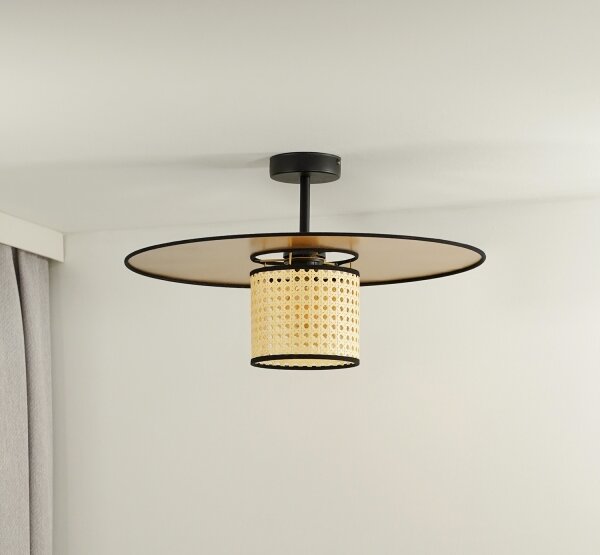 Duolla - Lampadario a plafone TOKYO RATTAN 1xE27/15W/230V diametro 50 cm oro/rattan