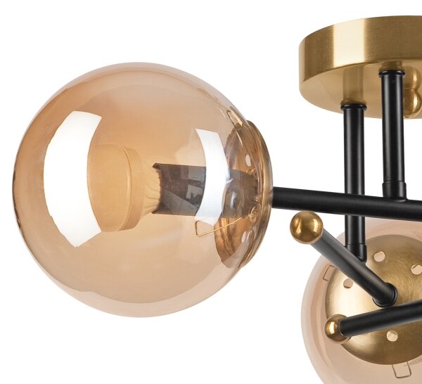Lampadario a plafone MALENA 3xE14/5W/230V oro/nero/fumé beige