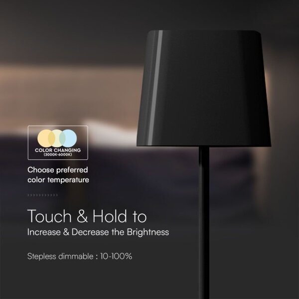 LED Lampada da tavolo magnetica solare LED/5W/5V 3000-6000K 3600 mAh IP65 nero