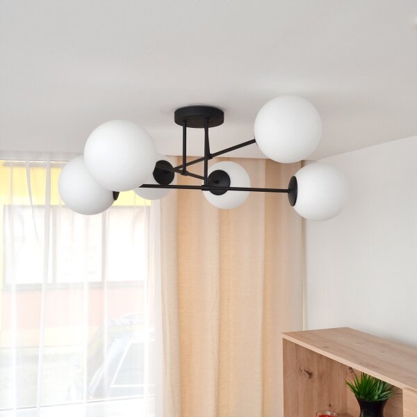 Lampadario a plafone MOON 6xE27/15W/230V nero