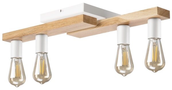 Lampadario a plafone MATTE 4xE27/15W/230V bianco/quercia