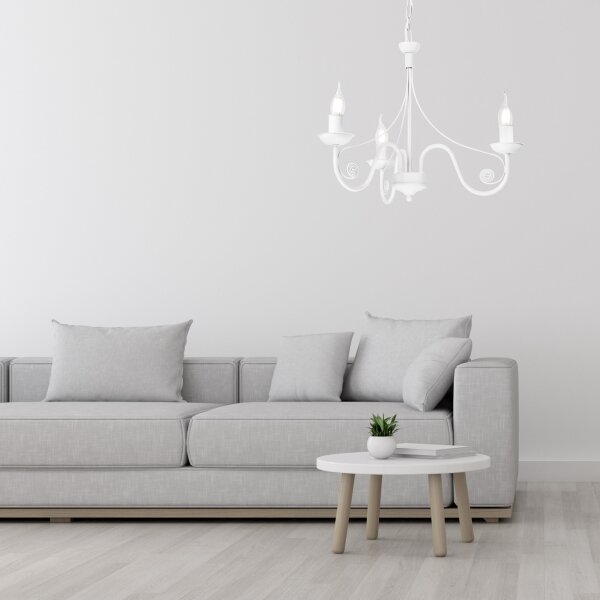 Lampadario a sospensione con catena DONATO 3xE14/40W/230V bianco