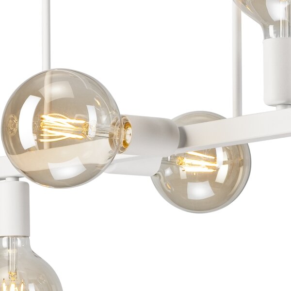 Lampadario a sospensione con supporto rigido ASTRID 6xE27/60W/230V bianco