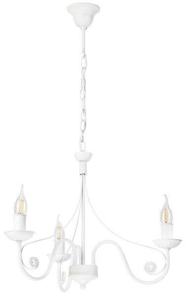 Lampadario a sospensione con catena DONATO 3xE14/40W/230V bianco