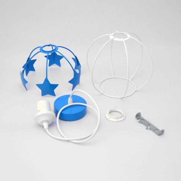 Lampadario a sospensione per bambini STARS 1xE27/15W/230V blu/bianco