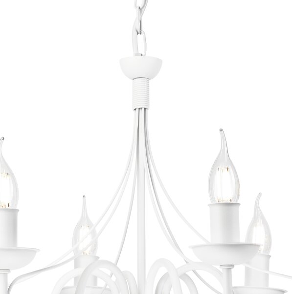 Lampadario a sospensione con catena DONATO 6xE14/40W/230V bianco