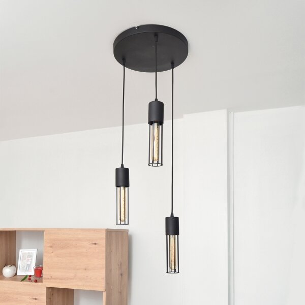 Lampadario a sospensione con filo MELODY 3xE27/15W/230V nero